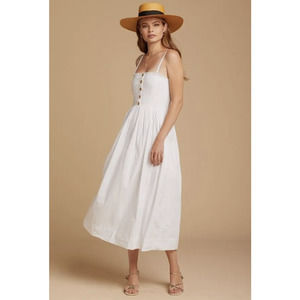 Free People Lilah removable strap white pleated tube midi dress size XS